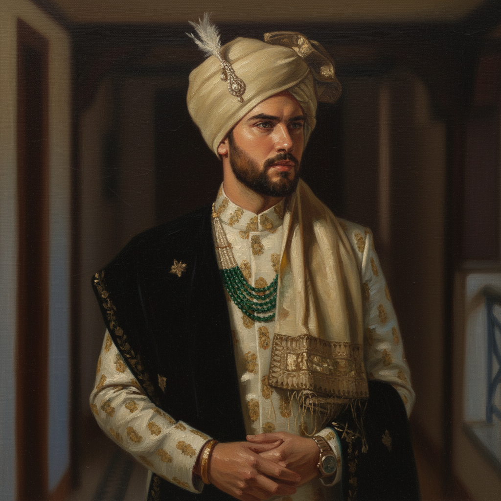 Groom in oil, timeless after